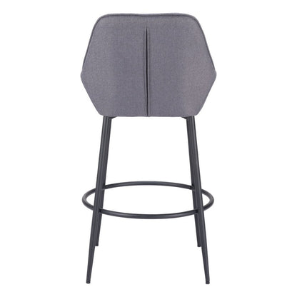 Set of Two 30" Gray And Black Fabric And Steel Bar Height Bar Chairs
