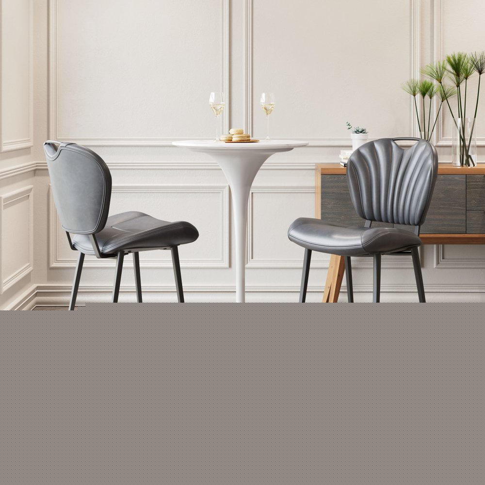 30" Gray And Black Faux Leather And Steel Low Back Bar Height Bar Chair