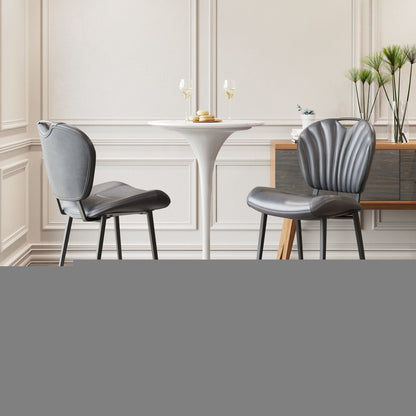 30" Gray And Black Faux Leather And Steel Low Back Bar Height Bar Chair