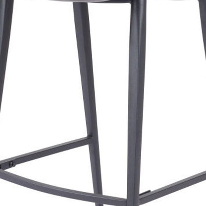 30" Gray And Black Faux Leather And Steel Low Back Bar Height Bar Chair