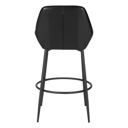 Set of Two 30" Black Faux Leather And Fabric And Steel Bar Height Bar Chairs