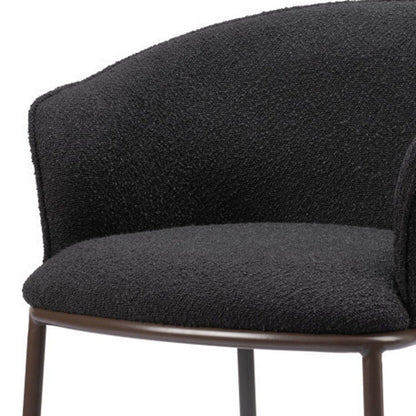 26" Black and Bronze Shearling and Steel Counter Height Bar Chair