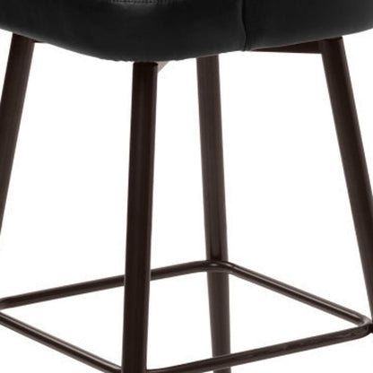 30" Black And Bronze Faux Leather And Steel Bar Height Swivel Bar Chair