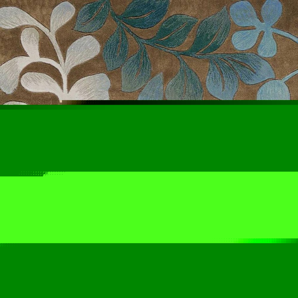 7' X 9' Blue and Brown Botanical Leaves Area Rug