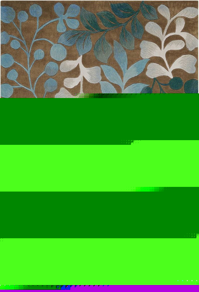 7' X 9' Blue and Brown Botanical Leaves Area Rug