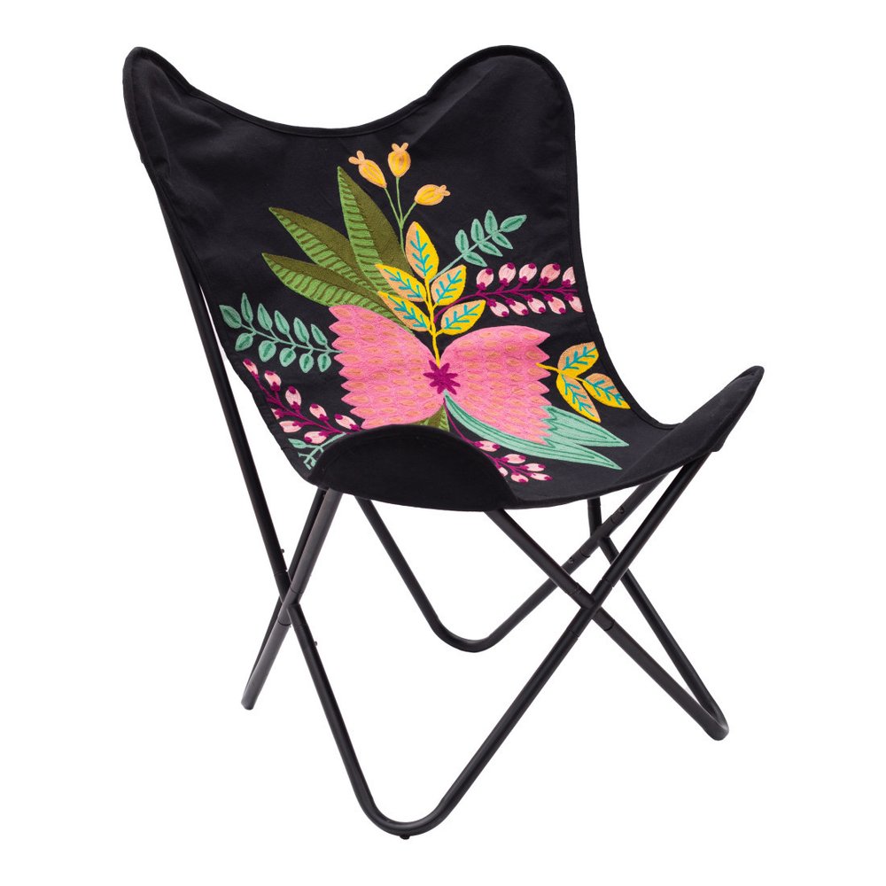 26" Black Tropical Butterfly Chair