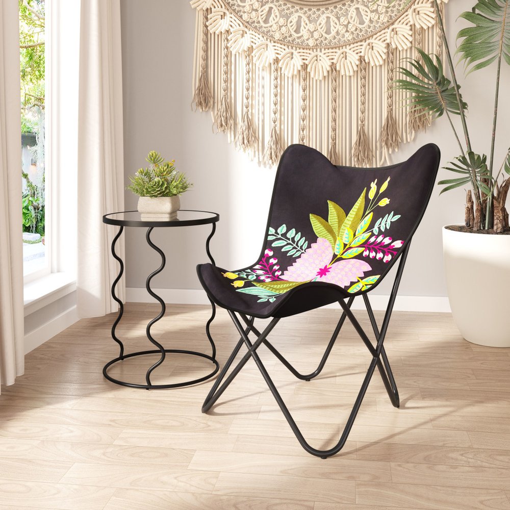 26" Black Tropical Butterfly Chair