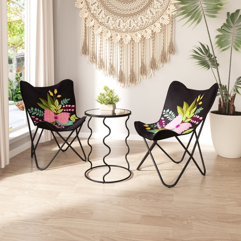 26" Black Tropical Butterfly Chair