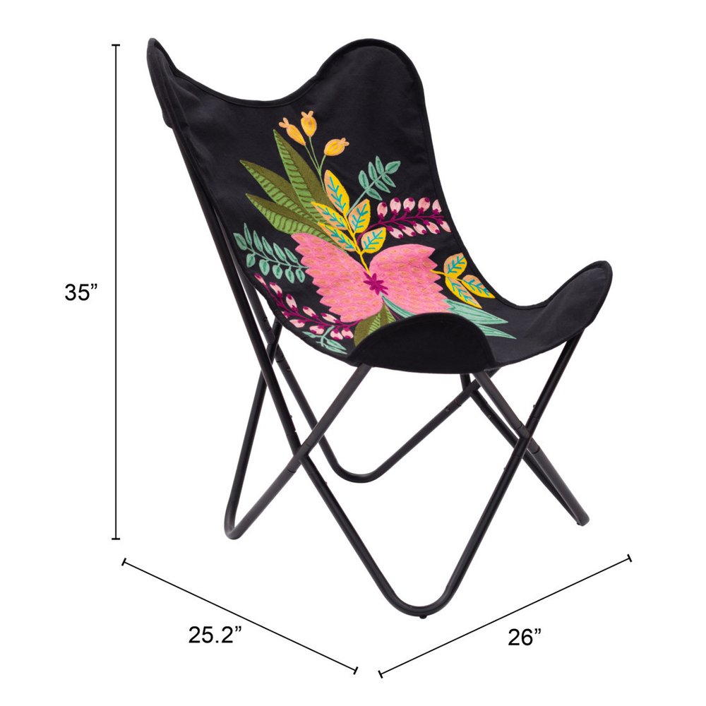 26" Black Tropical Butterfly Chair