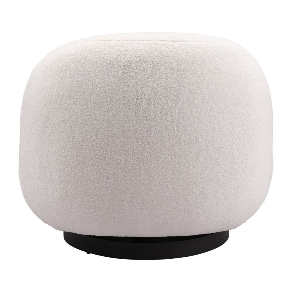 30" Cream And Black Faux Shearling And Upholstered Slipper Chair