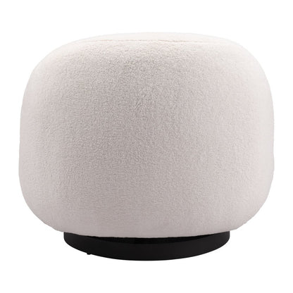 30" Cream And Black Faux Shearling And Upholstered Slipper Chair