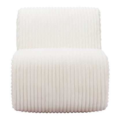 26" White Corduroy And Upholstered Lounge Chair