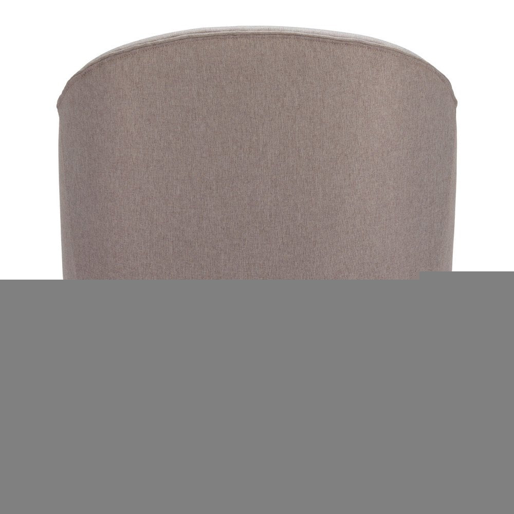 28" Gray And Brown Fabric And Upholstered Tufted Barrel Chair