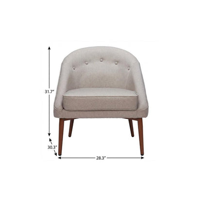 28" Gray And Brown Fabric And Upholstered Tufted Barrel Chair