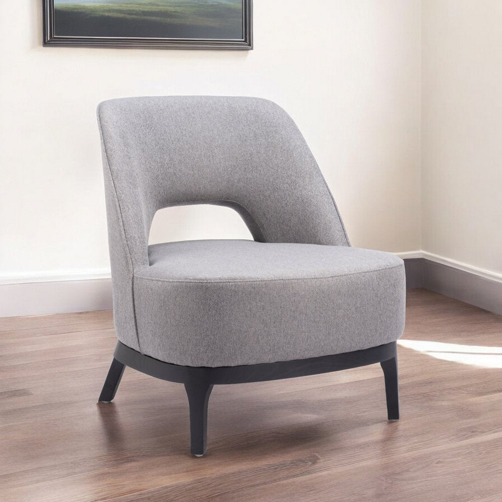 26" Gray And Black Upholstered Lounge Chair