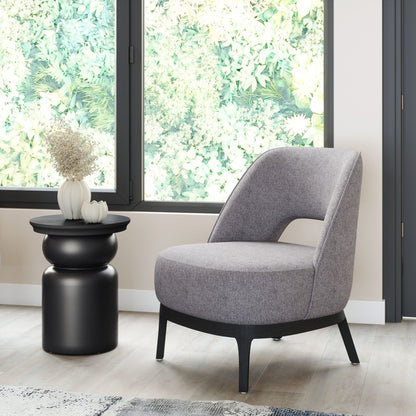 26" Gray And Black Upholstered Lounge Chair