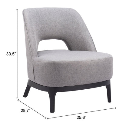 26" Gray And Black Upholstered Lounge Chair