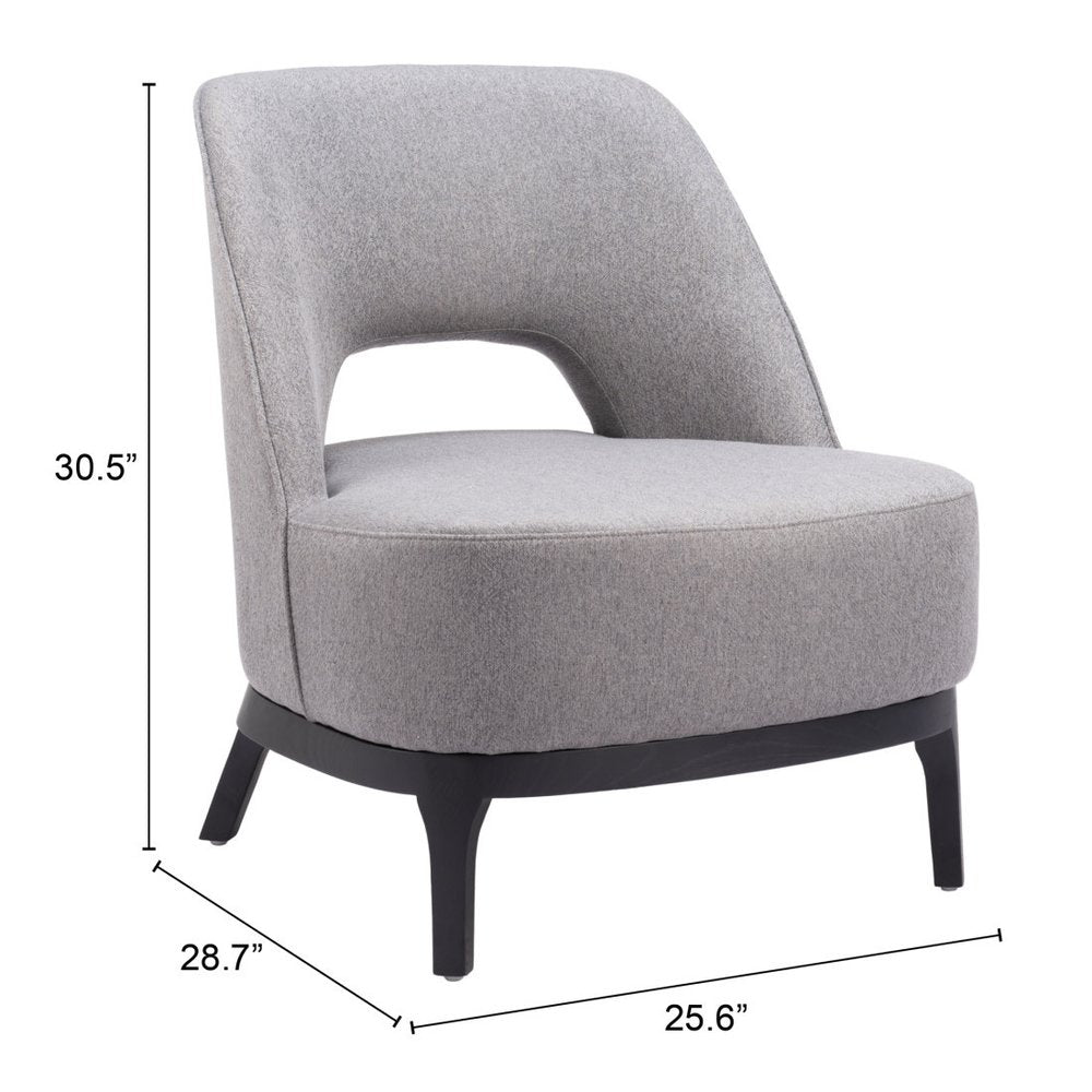 26" Gray And Black Upholstered Lounge Chair