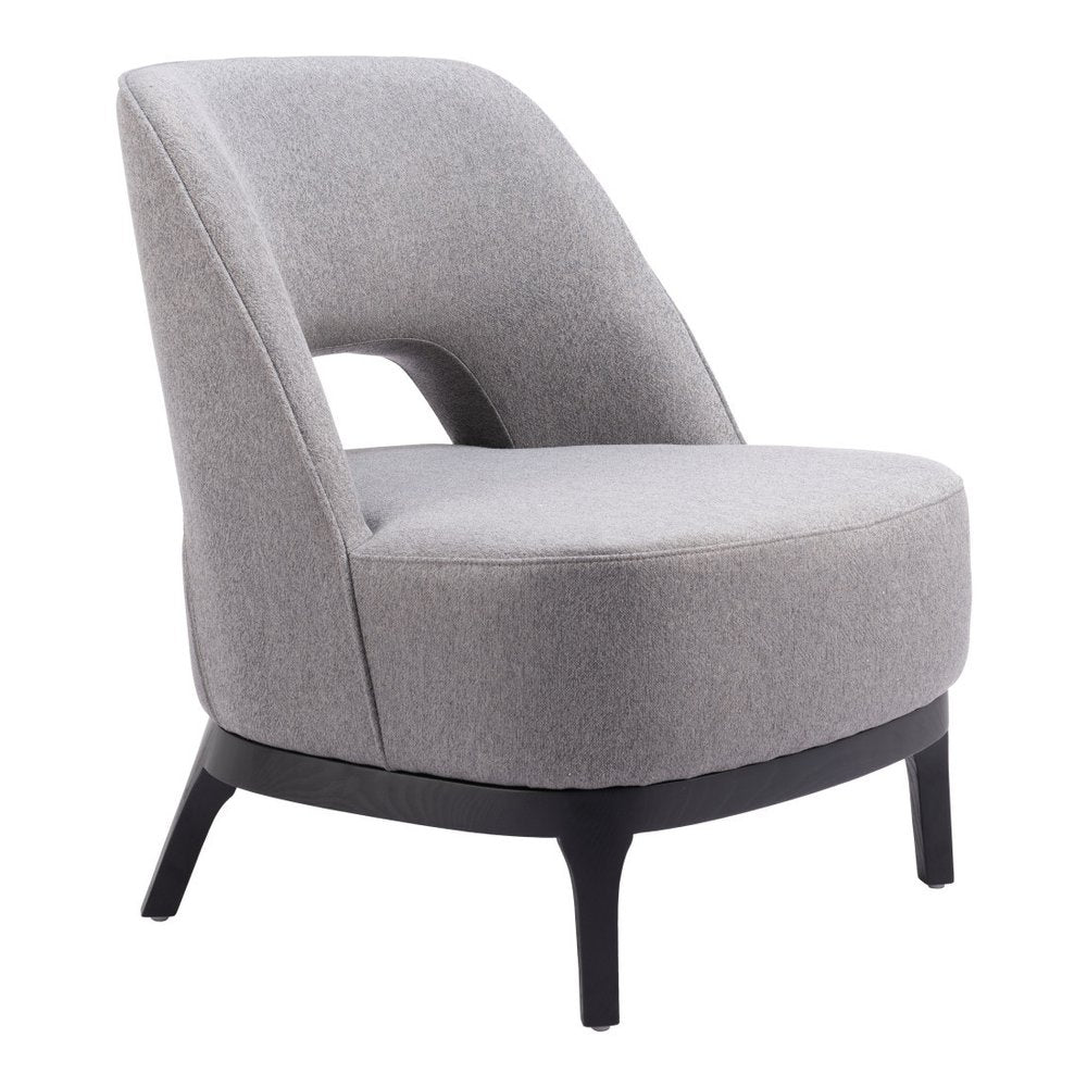 26" Gray And Black Upholstered Lounge Chair
