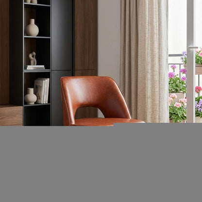 26" Brown And Black Faux Leather And Faux Leather Lounge Chair