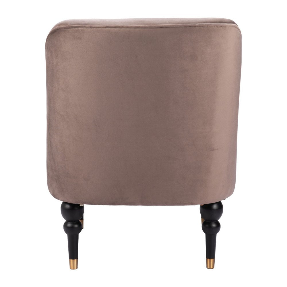 22" Taupe And Black And Gold Velvet And Upholstered Side Chair