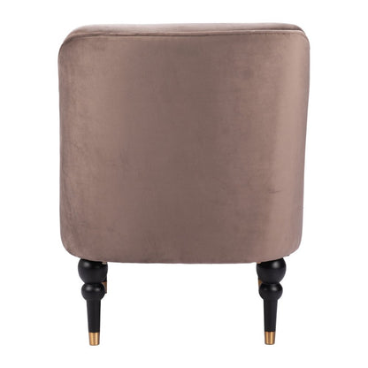 22" Taupe And Black And Gold Velvet And Upholstered Side Chair