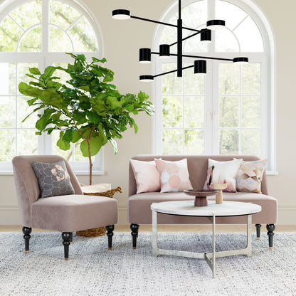 22" Taupe And Black And Gold Velvet And Upholstered Side Chair