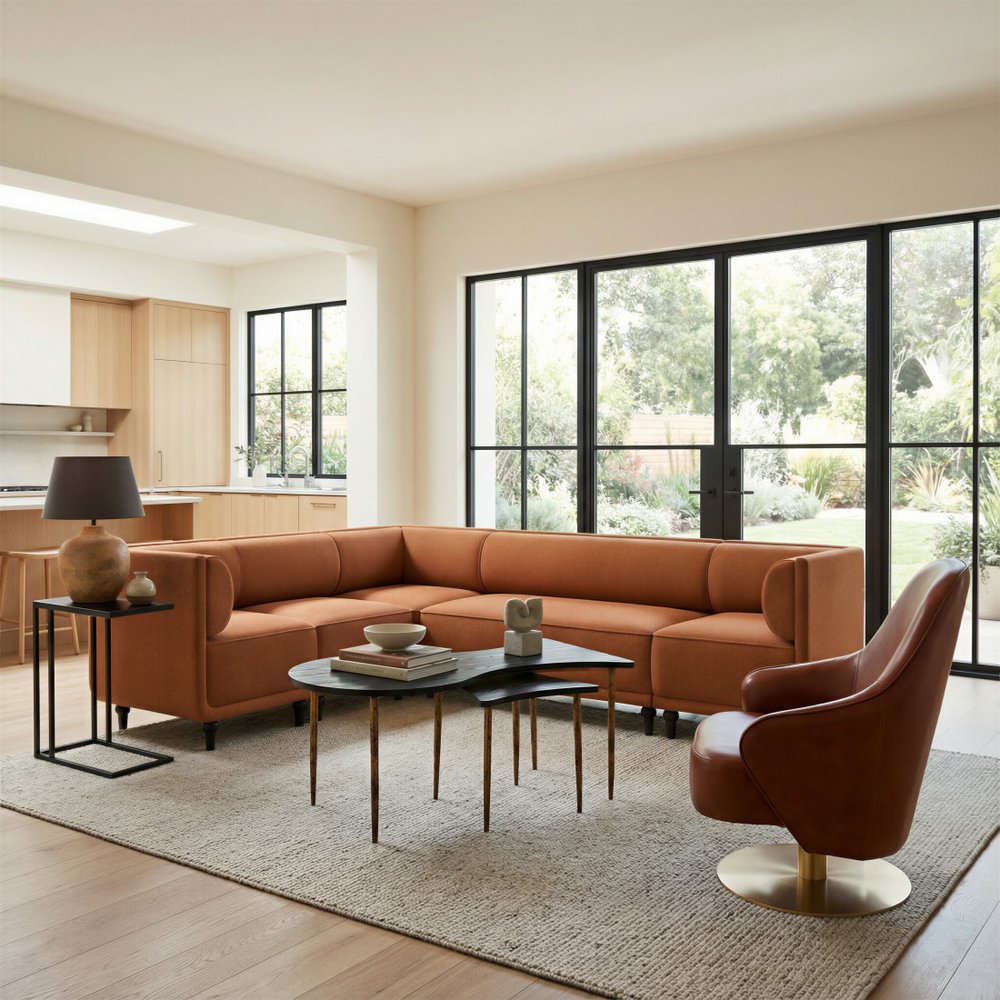 28" Brown And Gold Faux Leather And Faux Leather Swivel Arm Chair