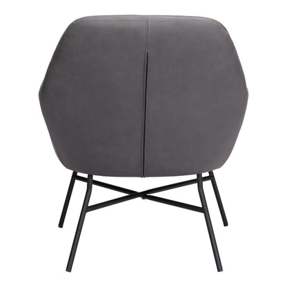 25" Gray And Black Faux Leather And Faux Leather Arm Chair