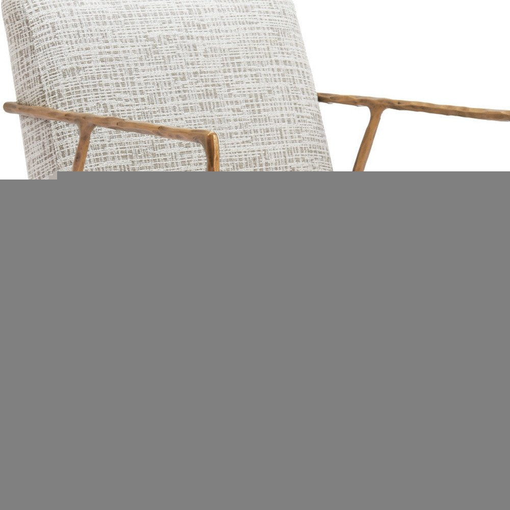 25" Beige And Gold Upholstered Arm Chair