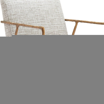 25" Beige And Gold Upholstered Arm Chair