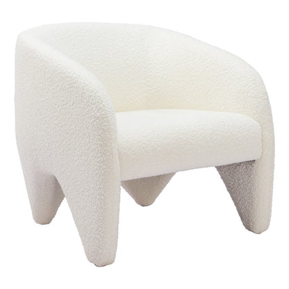 30" White Faux Shearling And Upholstered Arm Chair