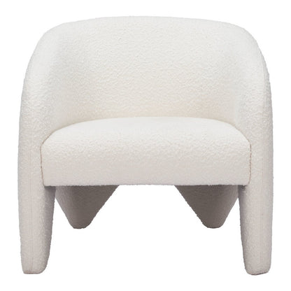 30" White Faux Shearling And Upholstered Arm Chair