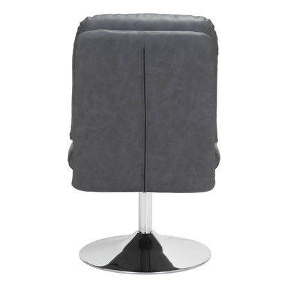 22" Gray And Silver Faux Leather And Faux Leather Side Chair