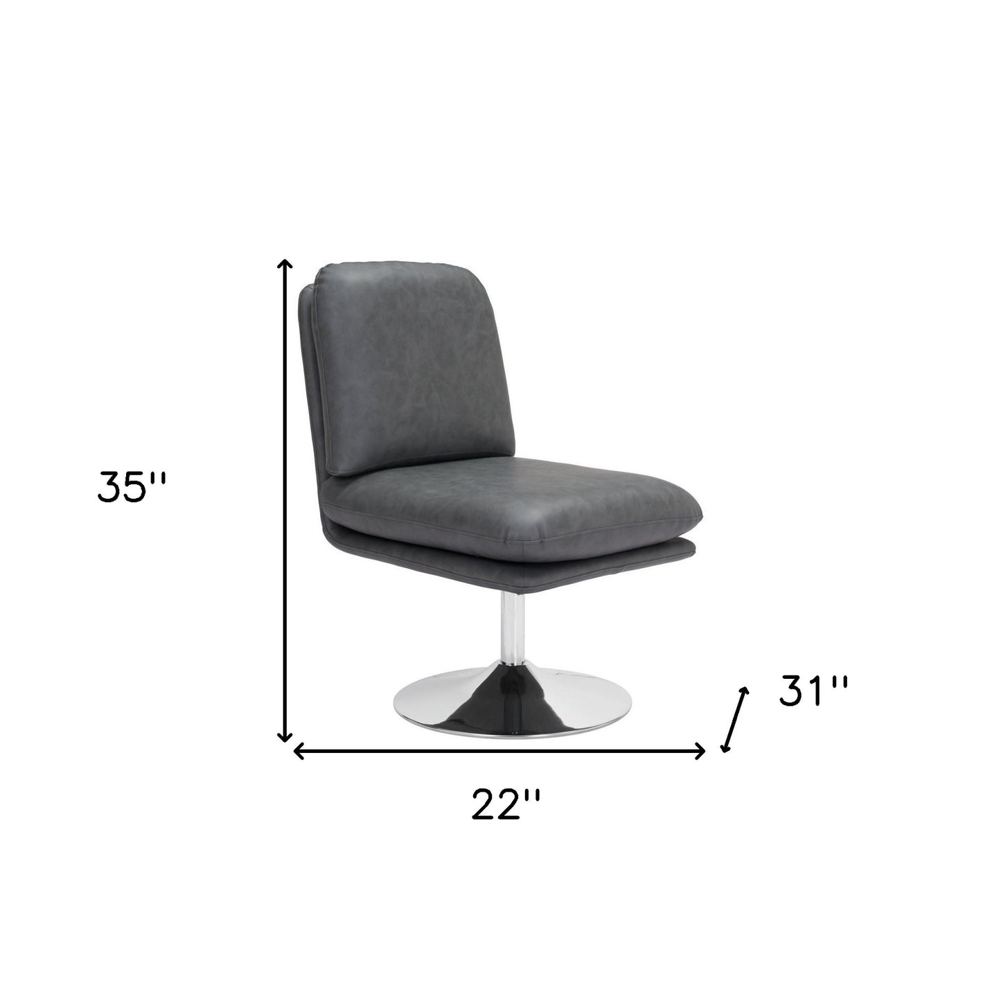 22" Gray And Silver Faux Leather And Faux Leather Side Chair