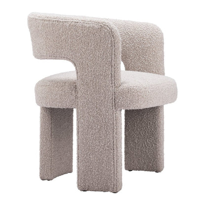 27" Beige Faux Shearling And Upholstered Arm Chair