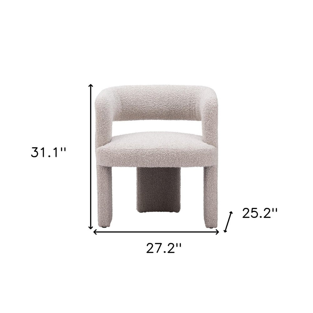 27" Beige Faux Shearling And Upholstered Arm Chair