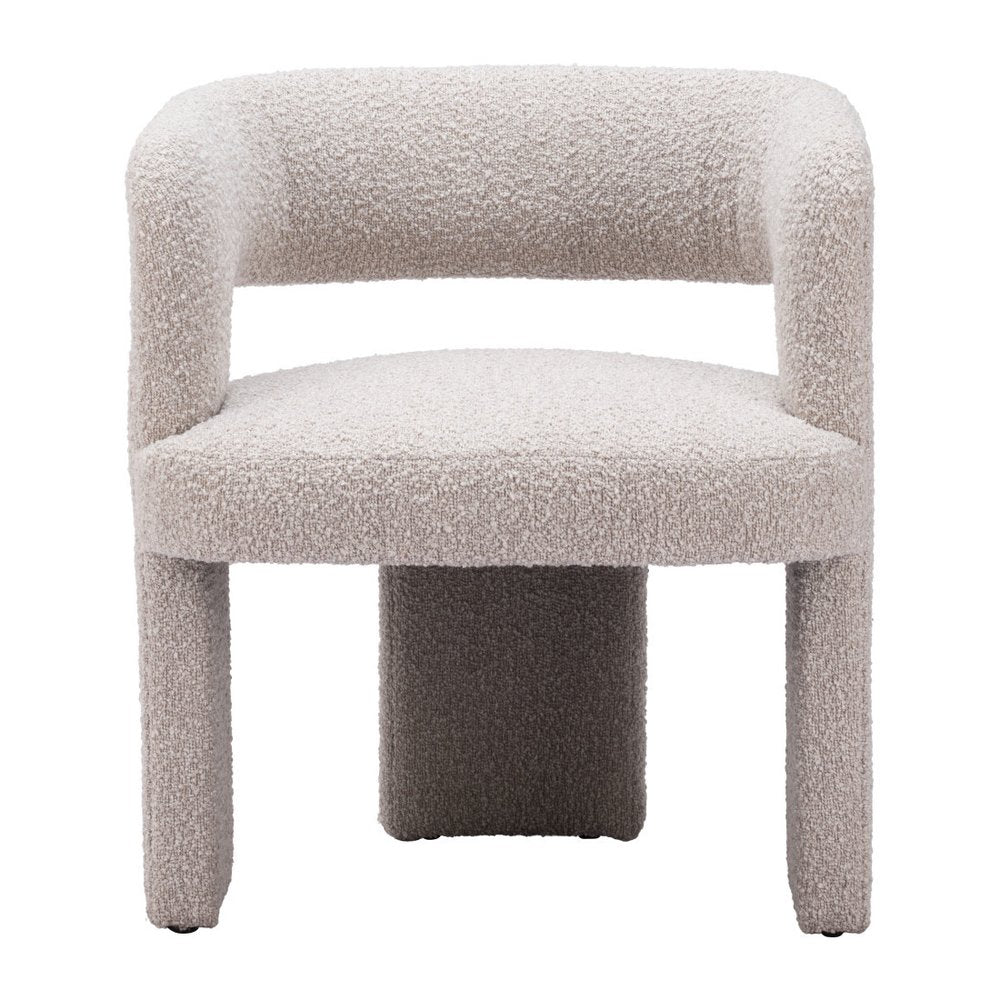 27" Beige Faux Shearling And Upholstered Arm Chair