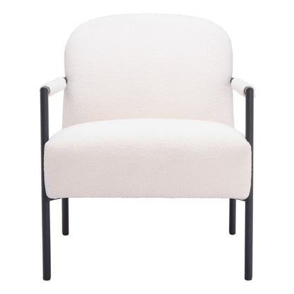 26" Ivory And Black Faux Shearling And Upholstered Arm Chair