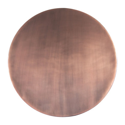 20" Bronze and Brown Iron and Solid Wood Round Pedestal End Table