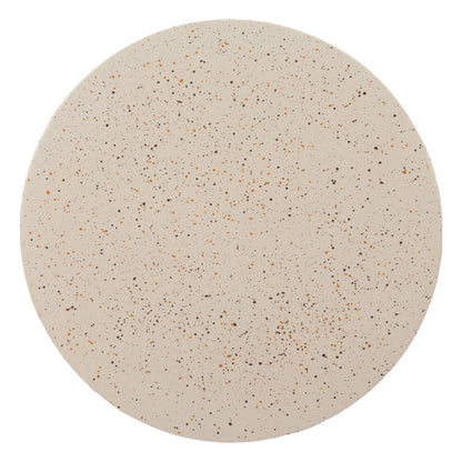 18" Beige Faux Stone Round Pedestal End Table