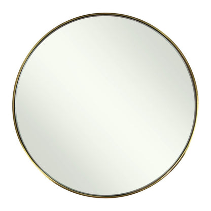 20" Gold and Black Mirrored Glass and Iron Round End Table