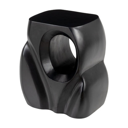 16" Black Solid Wood Figurine End Table