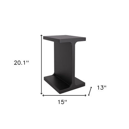 20" Black Solid Wood Pedestal End Table