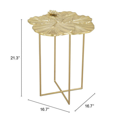 21" Gold Aluminum And Iron Cross Legs End Table