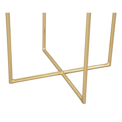 21" Gold Aluminum And Iron Cross Legs End Table