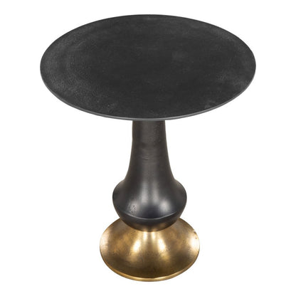 21" Black And Gold Aluminum Round Pedestal End Table
