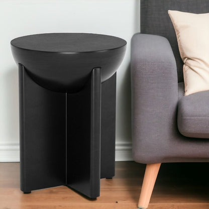 20" Black Solid Wood Round Pedestal End Table