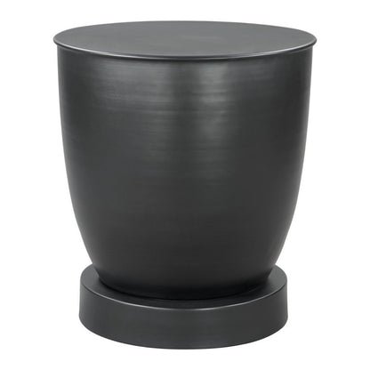 20" Black Iron Round Pedestal End Table