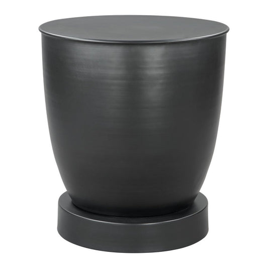 20" Black Iron Round Pedestal End Table